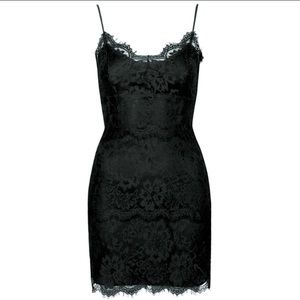 Topshop Black Lace Fitted Mini Dress XS